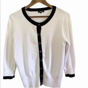 3/$20 Premise White & Black Button Up 3/4 Cardigan